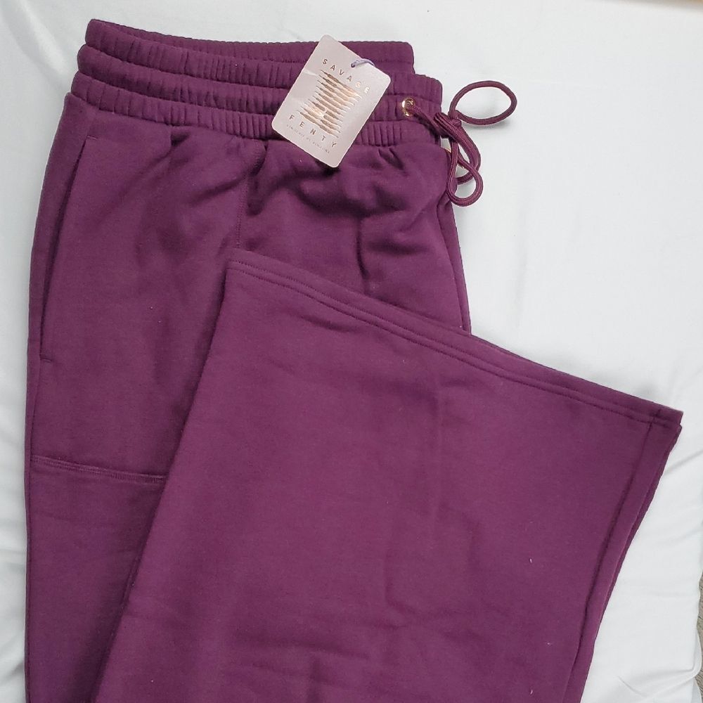 Savage X Fenty NWT Plum Purple Wide Leg Sweatpants Women's 2X Lounge Joggers